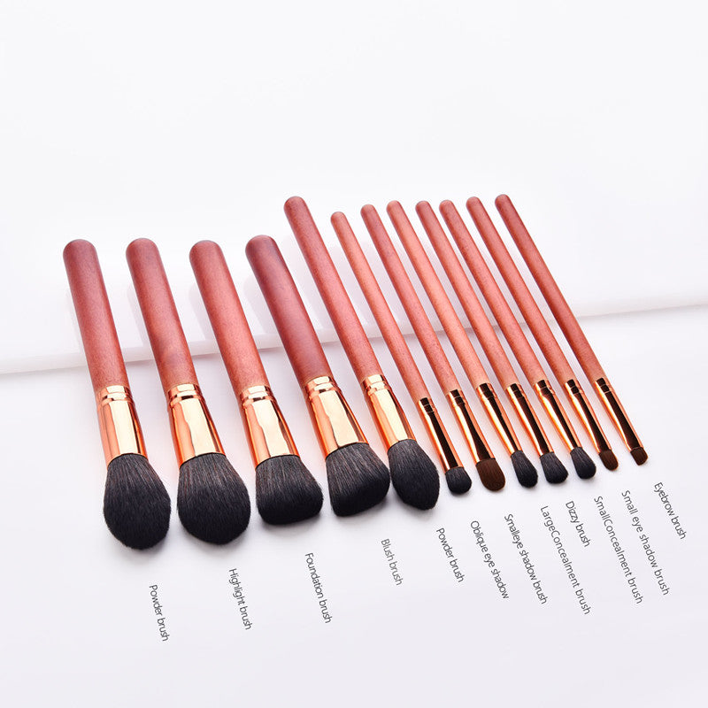 ✨ 12-Piece Makeup Brush Set — Red Wooden Handle Beauty Tools 💄❤️