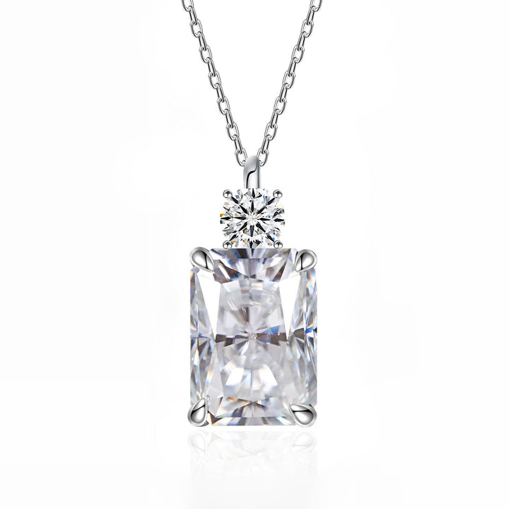 Women’s Deep Tanzanite Rectangular Necklace – 925 Silver Ice-Flower Cut Diamond Pendant