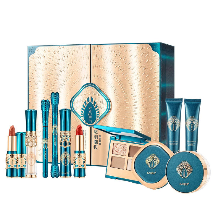 💙 Creative Portable Home Makeup Kit – 12-Piece All-in-One Cosmetic Set (Blue Gift Bag) ✨