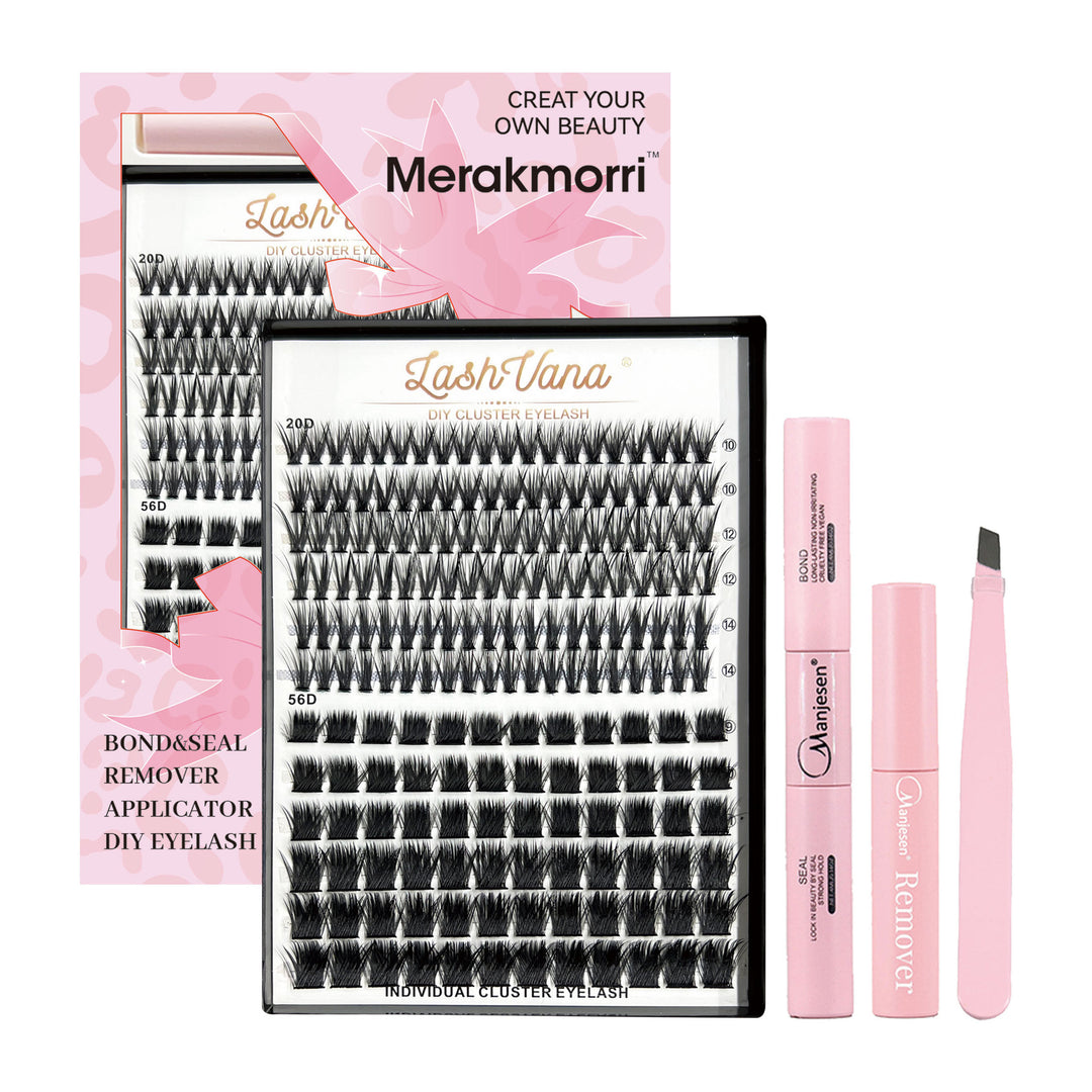 👁️✨ Eyelash Extension Kit Four-Piece Set – Single Cluster Natural Lash Box