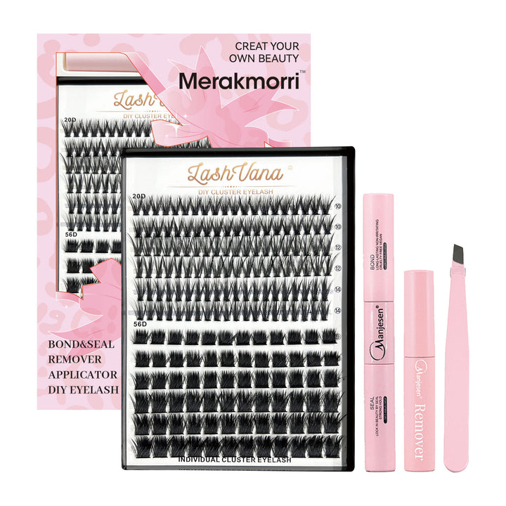👁️✨ Eyelash Extension Kit Four-Piece Set – Single Cluster Natural Lash Box