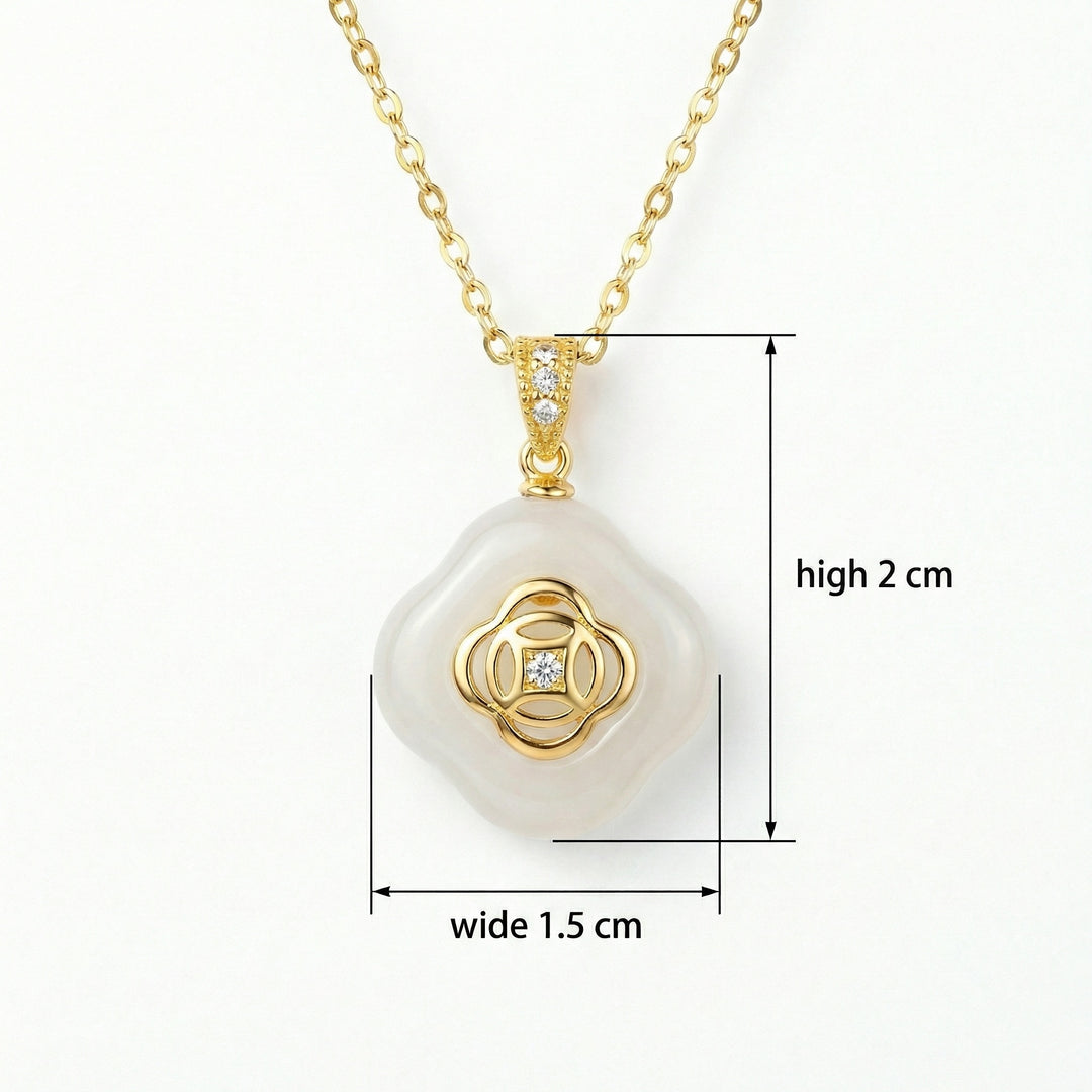 ✨ White Jade Quatrefoil Pendant Necklace