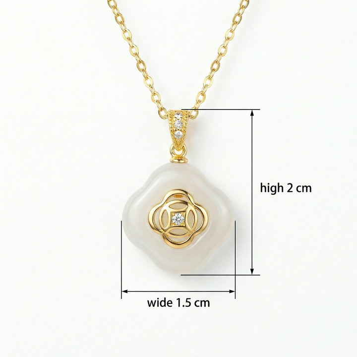 ✨ White Jade Quatrefoil Pendant Necklace