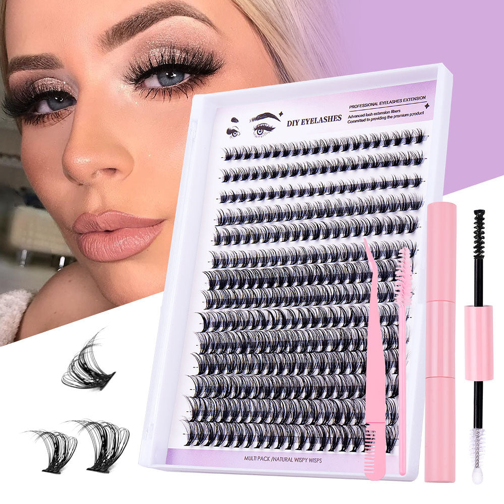 👁️✨ Segmented Natural Thick Individual False Eyelashes – DIY Cluster Lash Extension Set