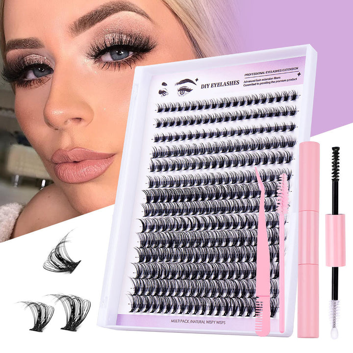 👁️✨ Segmented Natural Thick Individual False Eyelashes – DIY Cluster Lash Extension Set