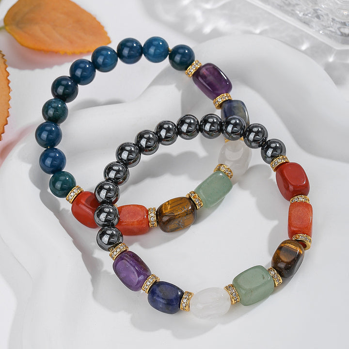 Natural Crystal Beaded Bracelet – Hematite & Blue Phosphorus Gray Popular Design