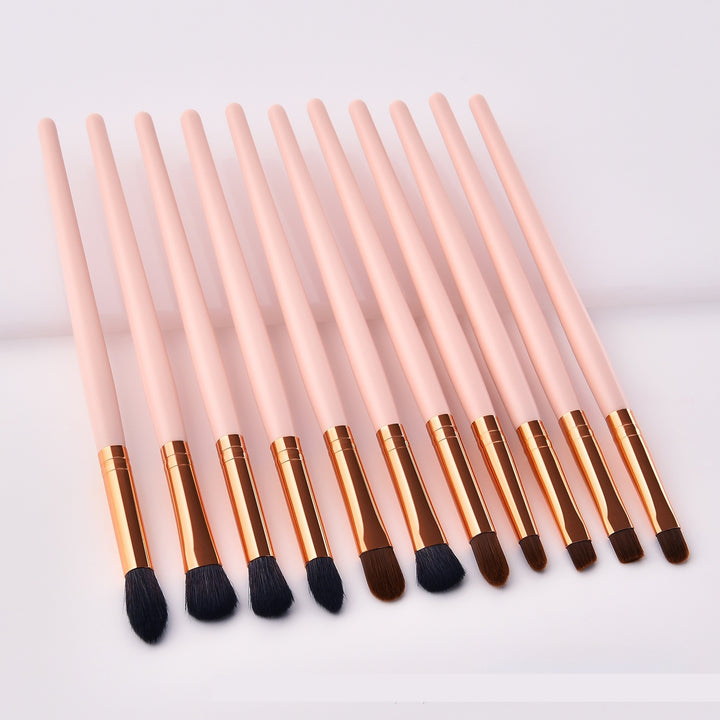 ✨ 11-Piece Wooden Handle Gold Makeup Brush Set 💄