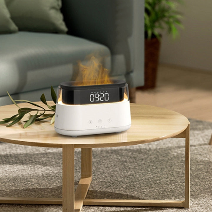 🔥🕰️ Flame Humidifier with Clock | Smart Aromatherapy Night Light