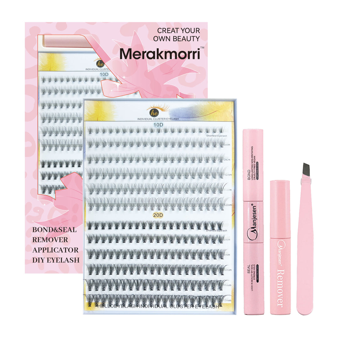 👁️✨ Eyelash Extension Kit Four-Piece Set – Single Cluster Natural Lash Box