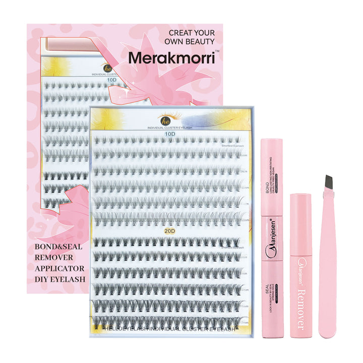 👁️✨ Eyelash Extension Kit Four-Piece Set – Single Cluster Natural Lash Box