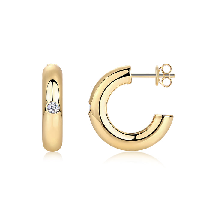 Luxury Minimalist Moissanite Earrings – Gold-Plated S925 Silver (0.1 Carat)