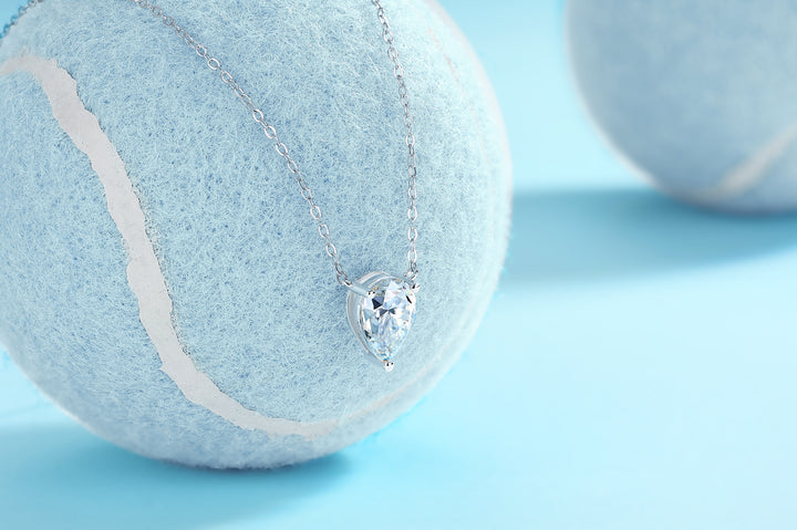 ✨ S925 Platinum-Plated Pear-Cut Moissanite Pendant Necklace ✨