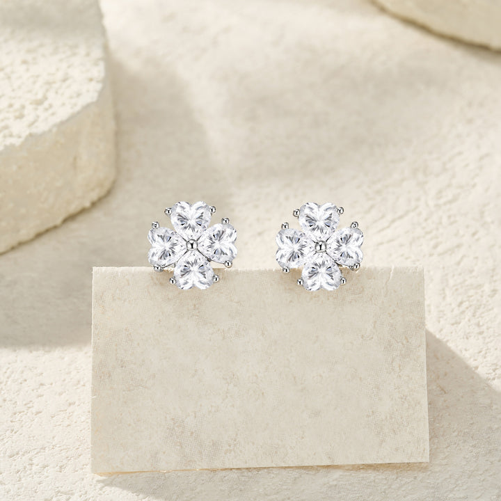 Minimalist Platinum-Plated Moissanite Stud Earrings – S925 Silver
