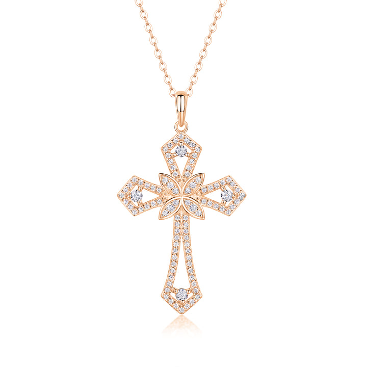 ✨ S925 Platinum-Plated Moissanite Cross Pendant Necklace ✨