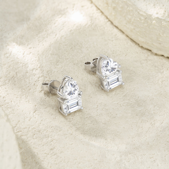 Minimalist Platinum-Plated Moissanite Stud Earrings – S925 Silver