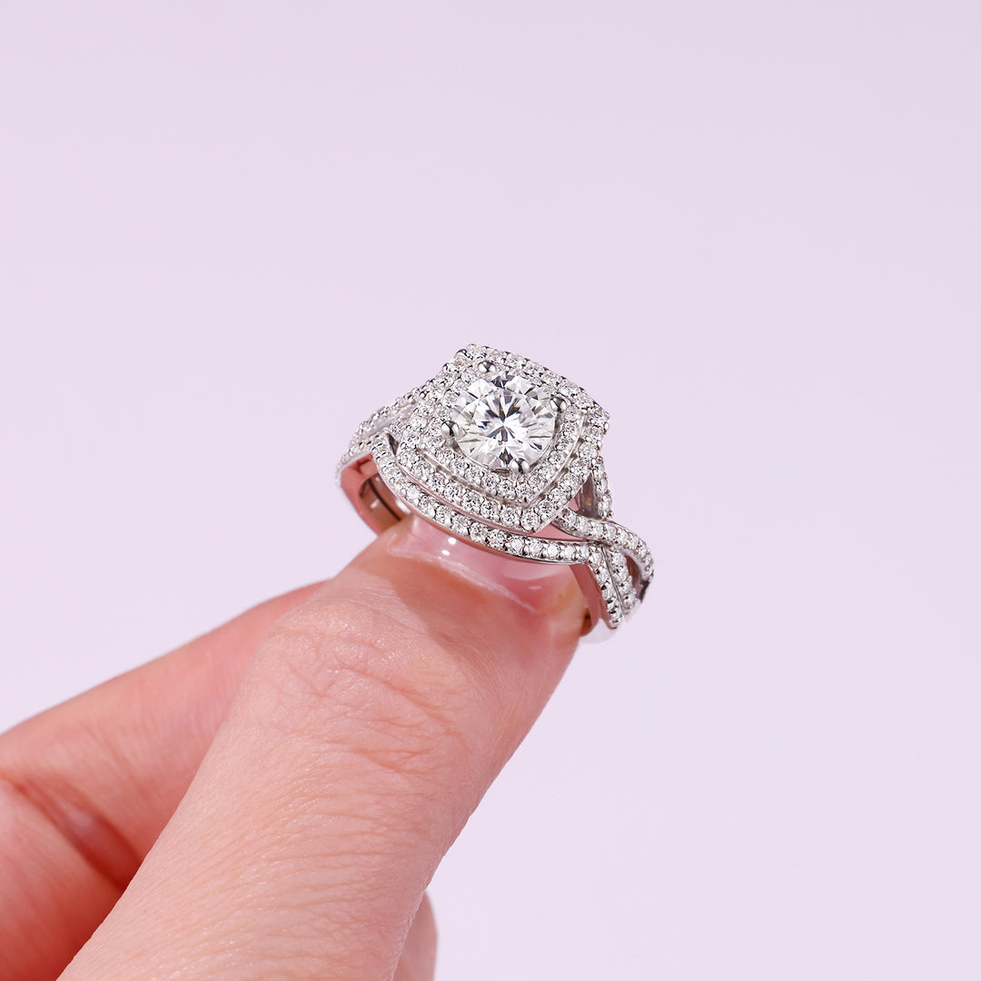💍 1 Carat Moissanite Ring Set – Platinum-Plated S925 Silver (Sizes 5–9) 💍
