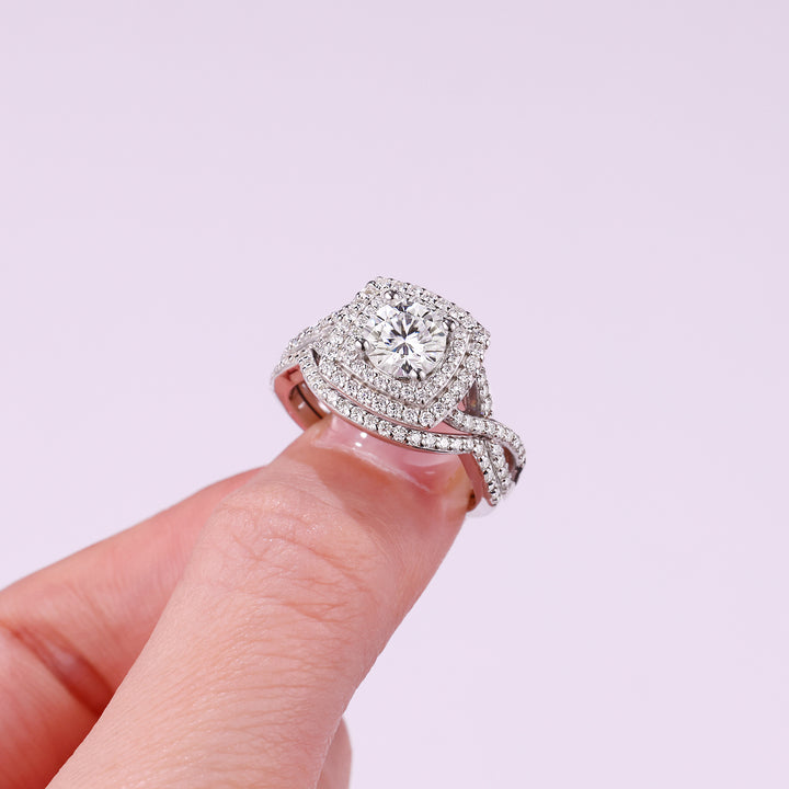 💍 1 Carat Moissanite Ring Set – Platinum-Plated S925 Silver (Sizes 5–9) 💍