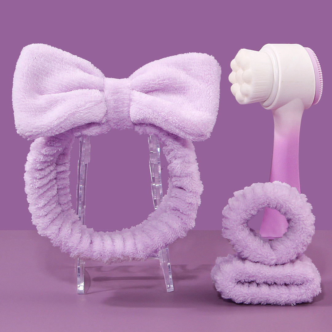 💖🧼 Facial Wash Set | Coral Fleece Hair Band + Cleansing Brushes (3/4-Piece Set)