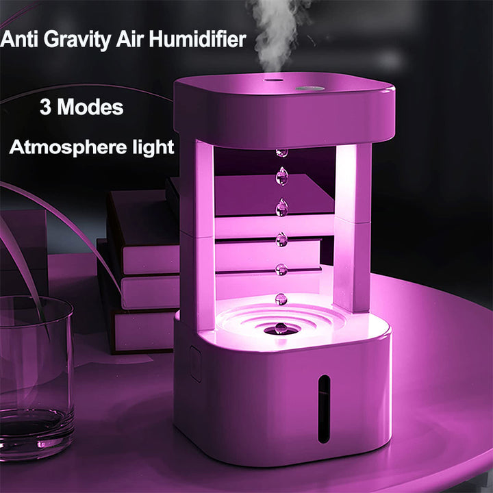 💧✨ Anti-Gravity Water Drop Humidifier | 580ML USB Mist & Ambient Light 🌙