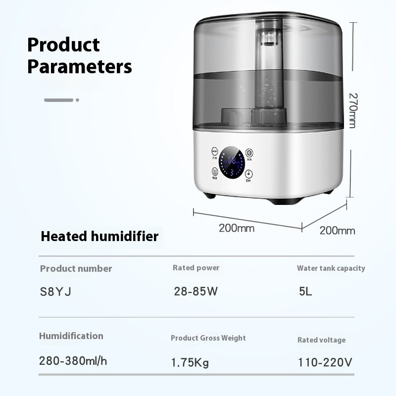💧🔥 New Heated 5L Home Humidifier | Large Capacity Sterilizing Unit