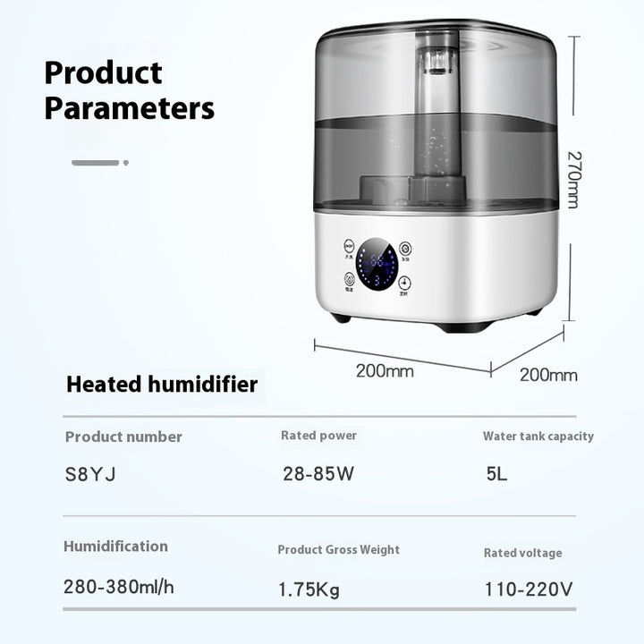 💧🔥 New Heated 5L Home Humidifier | Large Capacity Sterilizing Unit