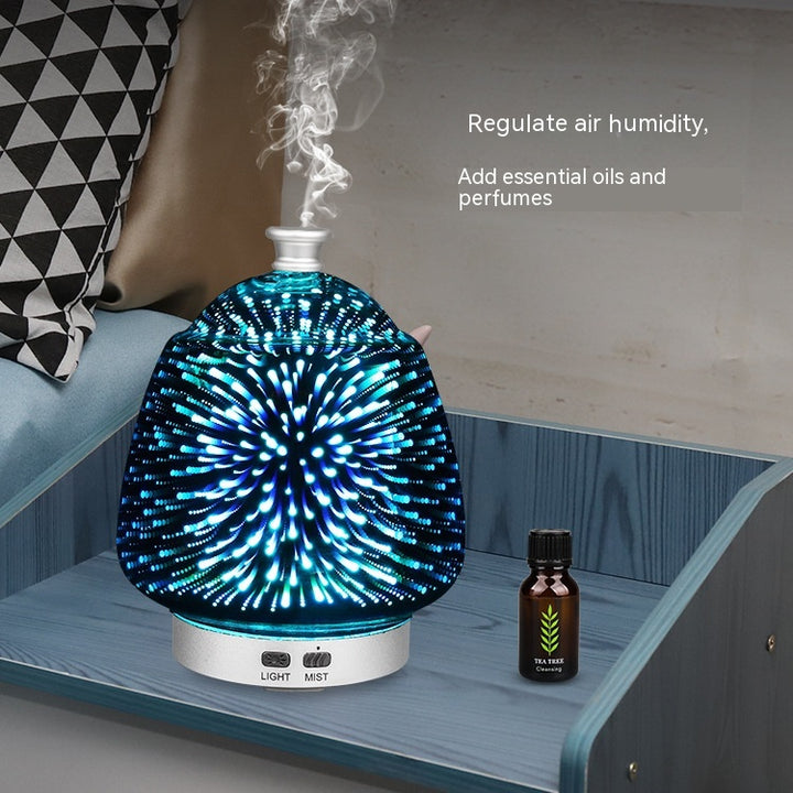🎆💧 Fireworks Glass Aromatherapy Humidifier | Creative Ultrasonic Essential Oil Diffuser Lamp ✨