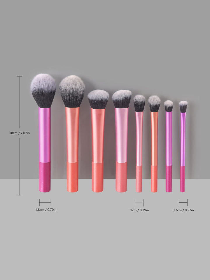 ✨ 8 Long Tube Makeup Brush Set — Multicolor Beauty Tools 💄🌈