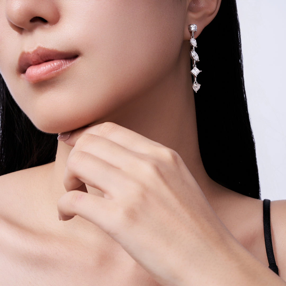 Luxury Minimalist Moissanite Earrings – Platinum-Plated S925 Silver