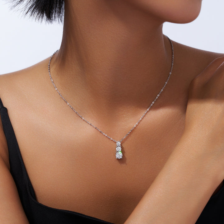 💎 Minimalist Moissanite Pendant Necklace Set – Platinum-Plated S925 Silver 💎