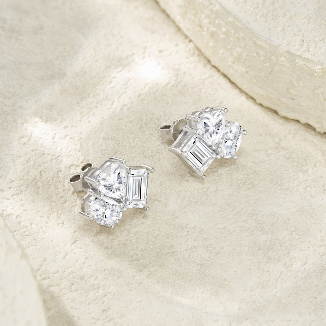 Luxury Minimalist Moissanite Stud Earrings – Platinum-Plated S925 Silver