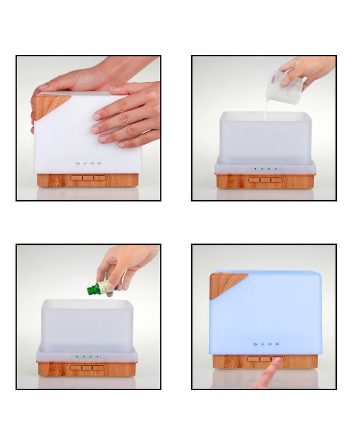 💧🧊 Water Cube Wood Grain Ultrasonic Humidifier | Aromatherapy Cold Mist Machine ✨