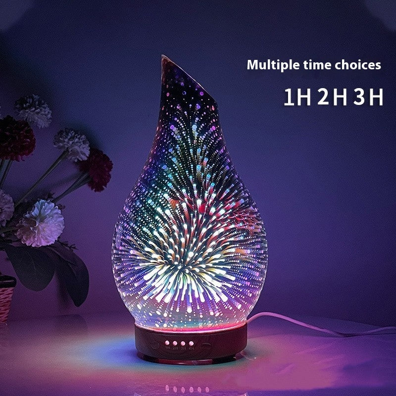 🌿💧 3D Glass Wood Grain Ultrasonic Humidifier | Cool Mist Aroma Diffuser ✨🏺