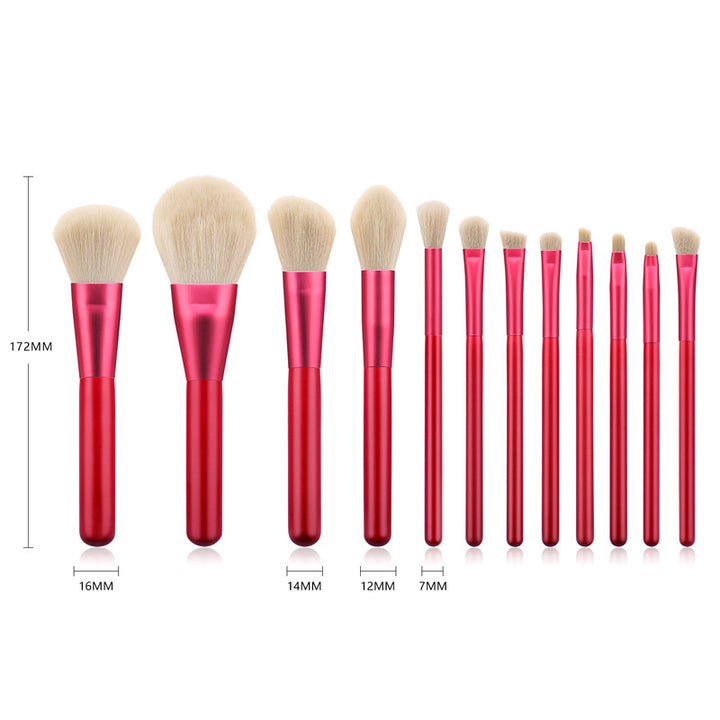 ✨ 12-Piece Red Makeup Brush Set — Beauty Tools Kit 💄❤️