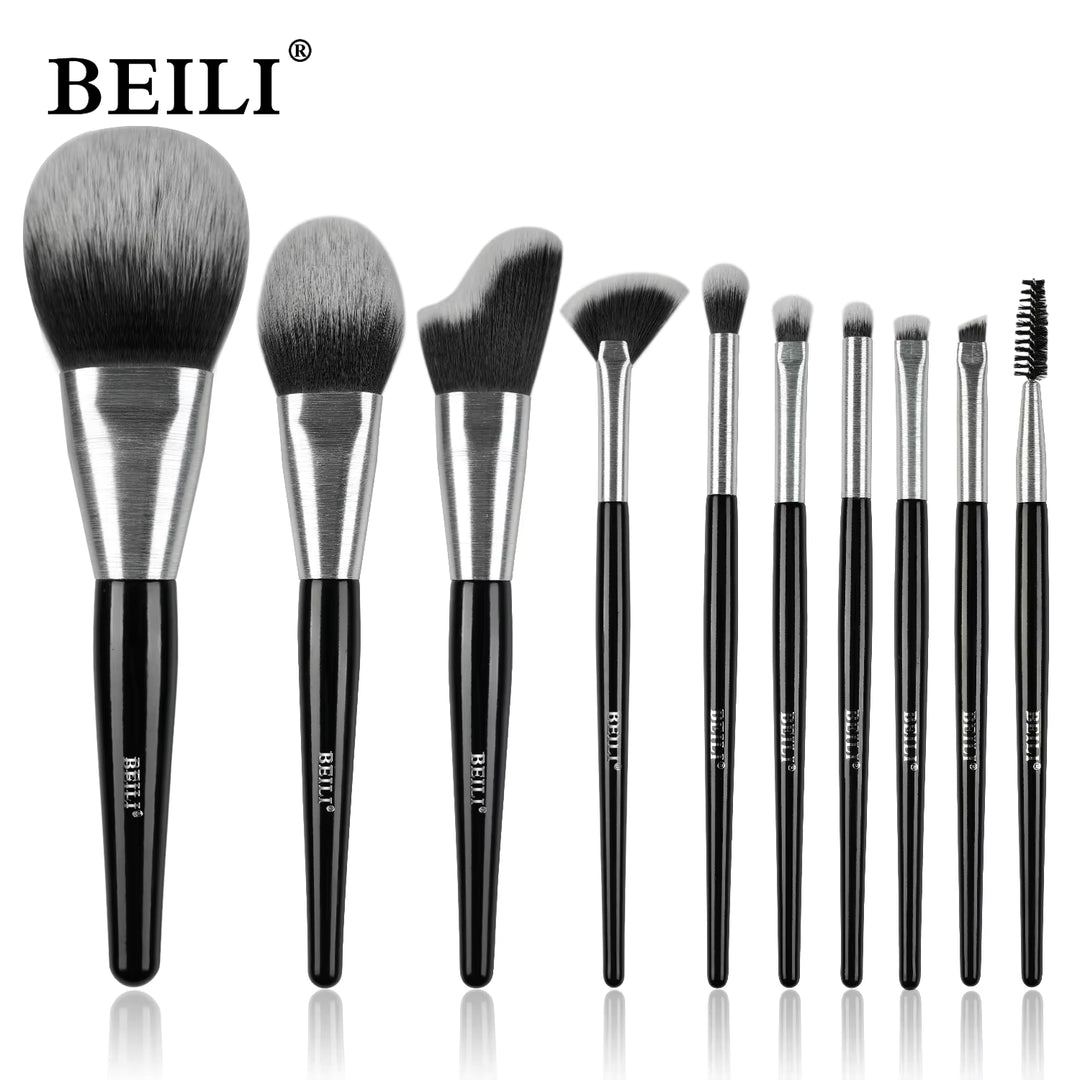 🖌️ 10-Piece Kabuki Makeup Brush Set – Soft Synthetic Brushes for Foundation, Concealer & Eyeshadow 💄✨