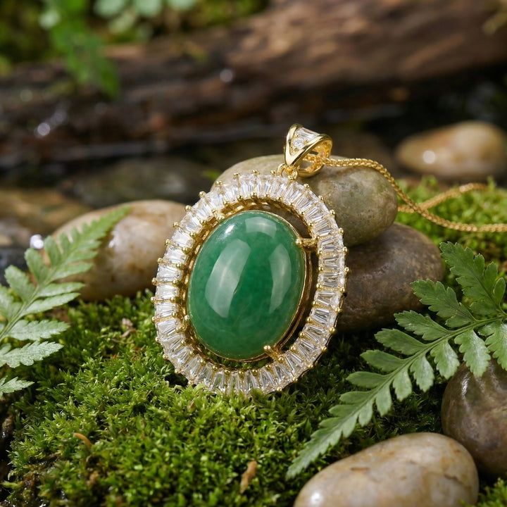 ✨ 925 Sterling Silver Green Gemstone Pendant Necklace