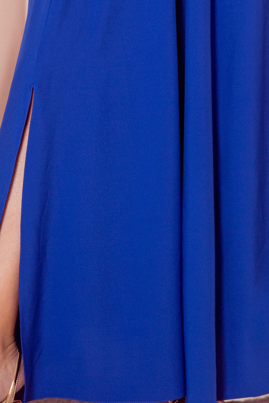 Long dress with neckline and frills - Royal Blue