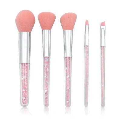 ✨ 5-Piece Transparent Handle Makeup Brush Set — Beauty Tools Kit 💄