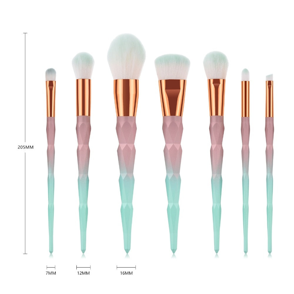✨ 7-Piece Gradient Diamond Makeup Brush Set — Beauty Tools Kit 💄💎