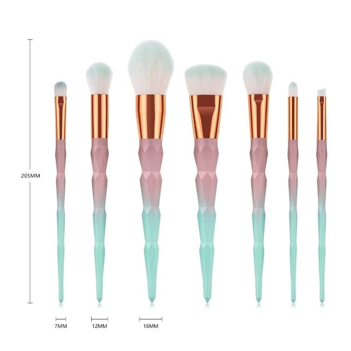 ✨ 7-Piece Gradient Diamond Makeup Brush Set — Beauty Tools Kit 💄💎