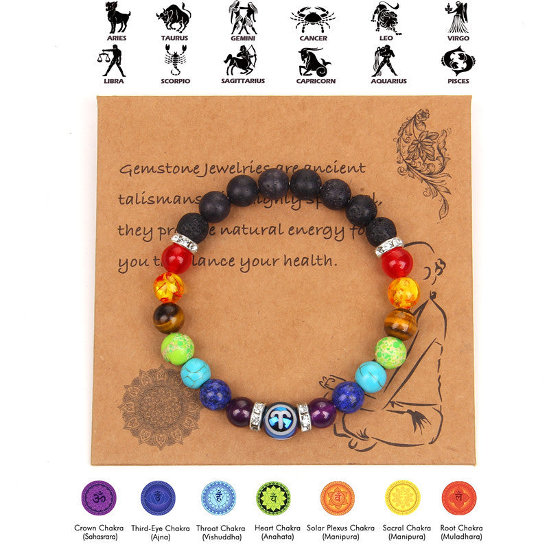 Seven Chakra Meditation Bracelet – Zodiac Constellation Unisex Crystal Jewelry