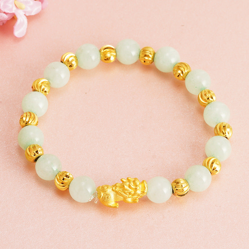 Imitation Garnet Beads Bracelet with Pixiu Charm