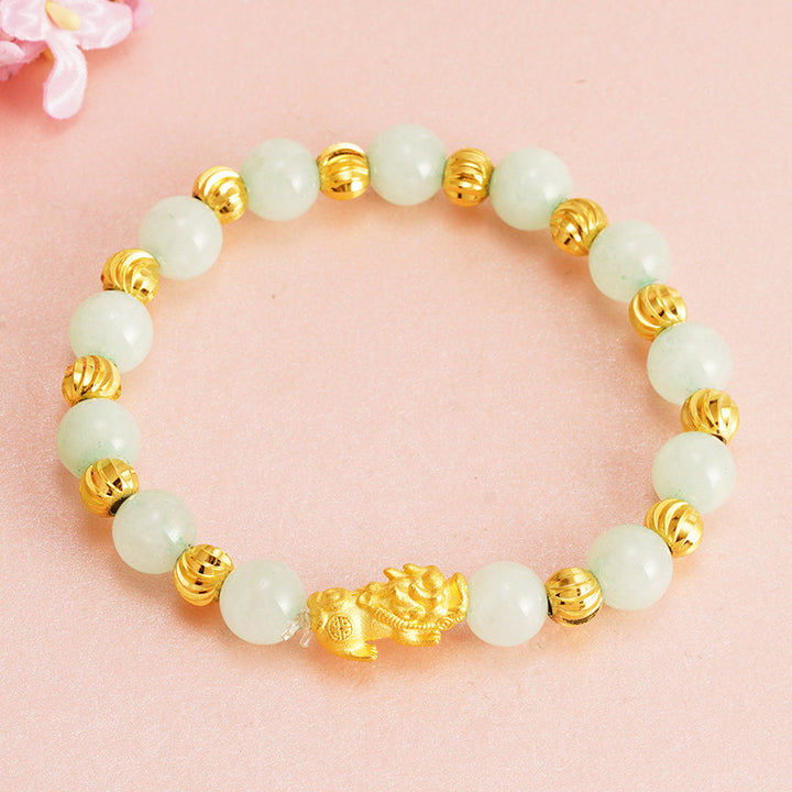Imitation Garnet Beads Bracelet with Pixiu Charm