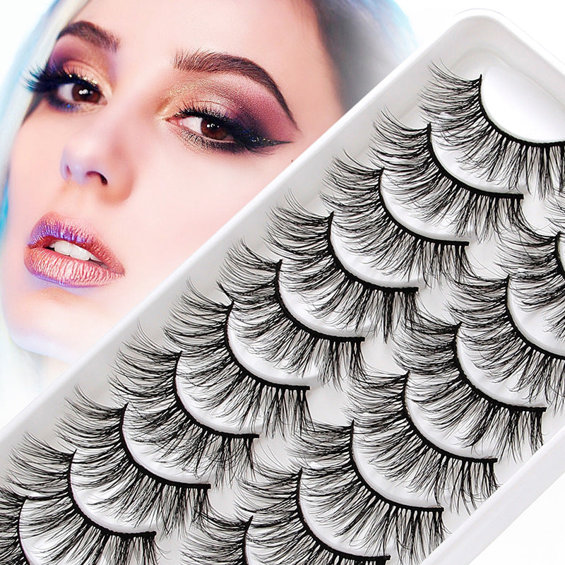👁️✨ 3D European & American Cat Eye False Eyelashes – Natural Thick Fluffy Lash Set