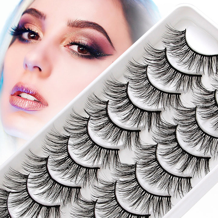 👁️✨ 3D European & American Cat Eye False Eyelashes – Natural Thick Fluffy Lash Set