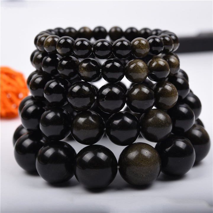 Gold Obsidian Bracelet – Natural Crystal Beads