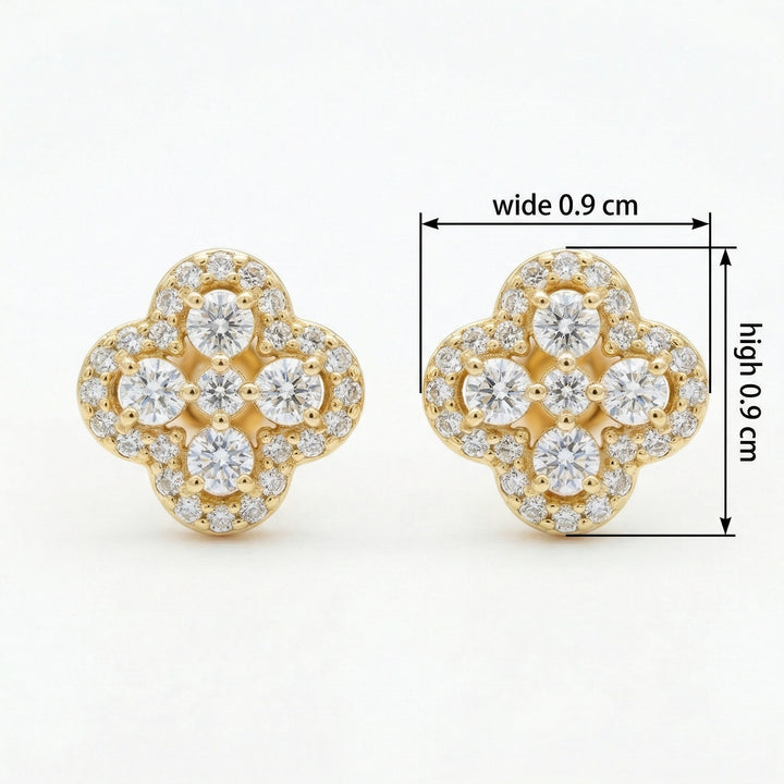 🌸 925 Sterling Silver Diamond Quatrefoil Flower Stud Earrings 🌸