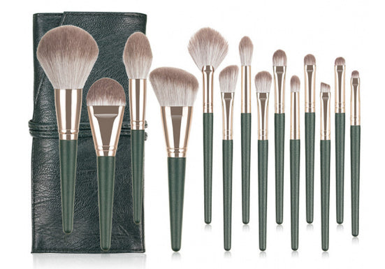 ☁️✨ 14-Piece Green Cloud Makeup Brush Set — Super Soft Collection 💄