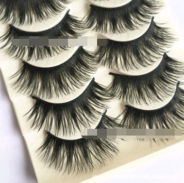 👁️✨ Thick Cross False Eyelashes – 5 Pairs Handmade Wispy Lash Set