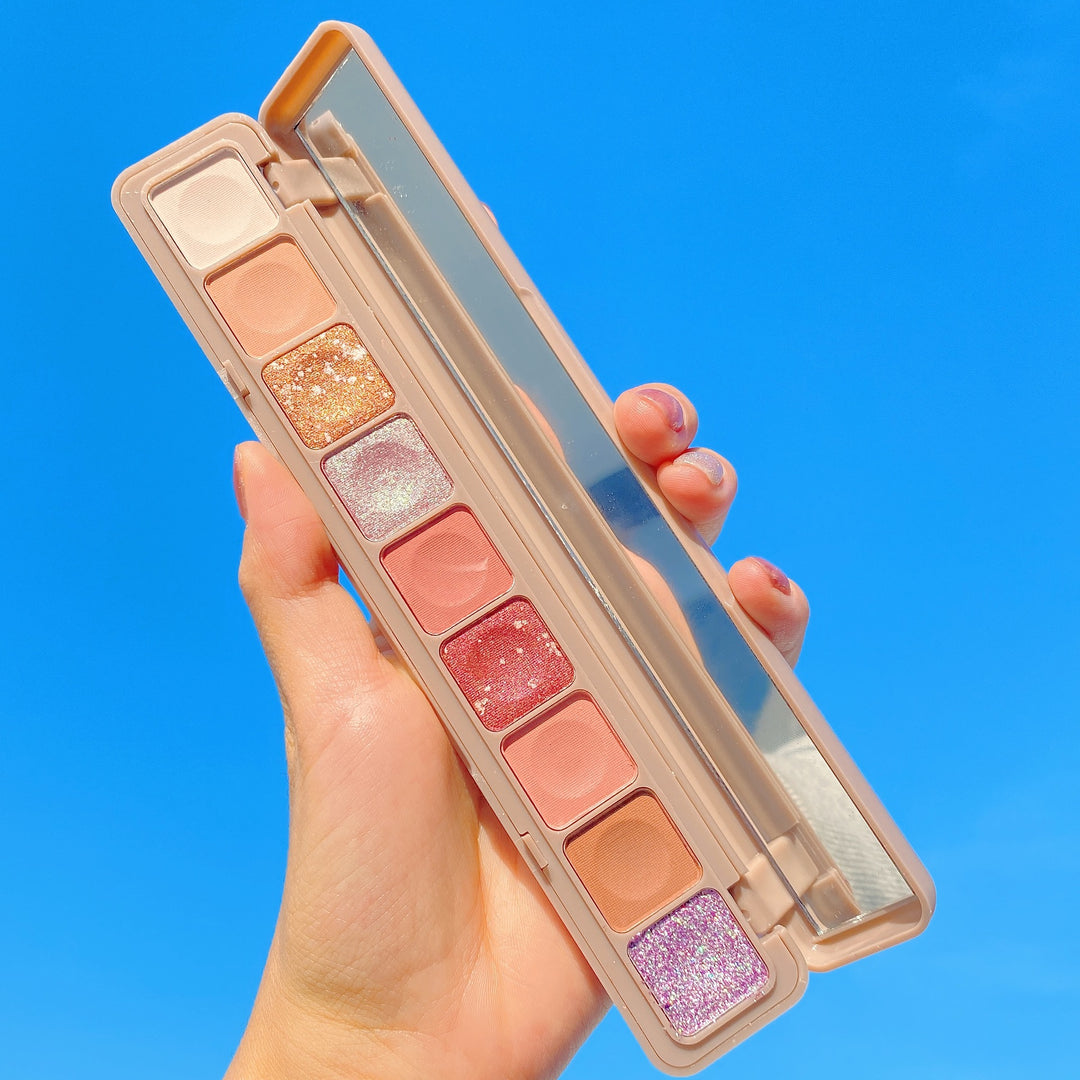 ✨ Keyboard Fingertip 9-Color Eyeshadow Palette – Matte & Pearlescent Makeup Disc ✨