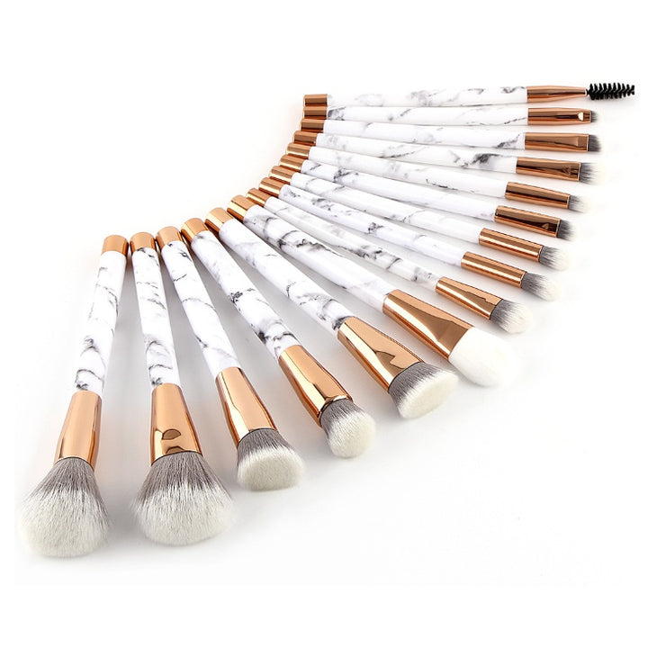 ✨ Marble Makeup Brush Set — 15-Piece Beauty Makeup Kit 💄🤍